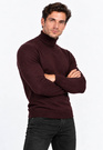 Golf Męski Elegancki Sweter Slim Fit Dopasowany Klasyczny Bordowy