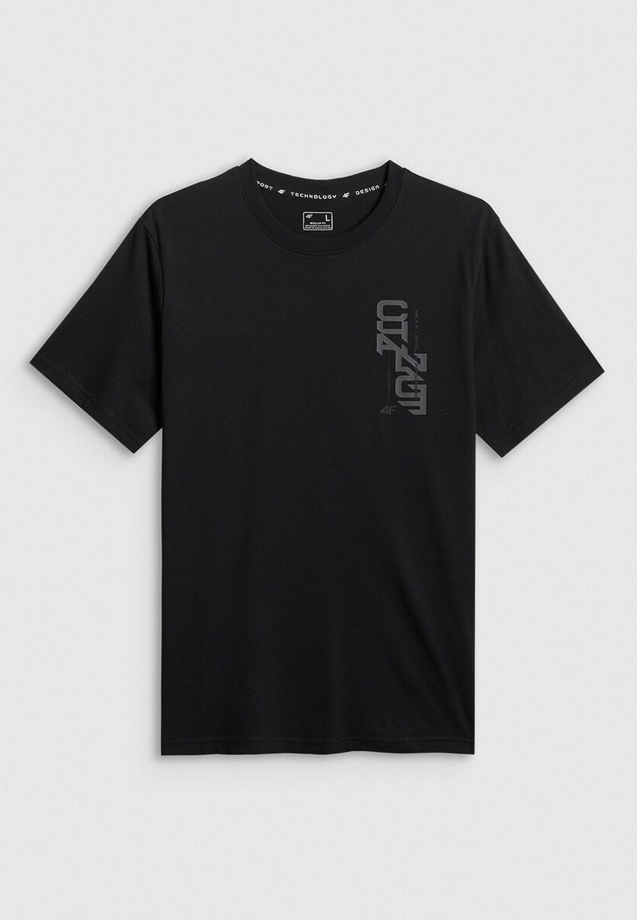 Koszulka T-shirt Męska 4F Sportowa Bawełniana z Nadrukiem Czarna 4FWSS26TTSHM2665