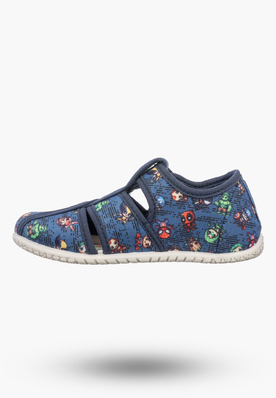 Kapcie Dziecięce Na Rzepy Barefoot Buty Lekkie Skórzana Wkładka Wojtyłko Granatowe