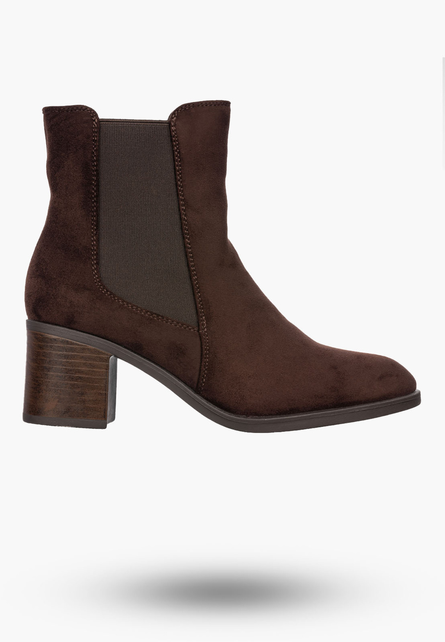 Botki Damskie Eleganckie Buty Na Obcasie Na Jesień Zimę Brązowe
