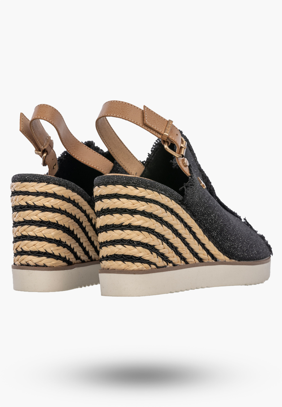 Sandały Damskie Wrangler Na Koturnie Buty Materiałowe Espadryle Grafitowe Mailorca Sabot