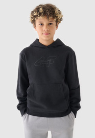 Bluza Chłopięca 4F Z Kapturem Logo Czarna 4FJRAW24TSWSM1828