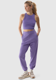 Spodnie Damskie 4F Joggery Dresowe Fioletowe 4FRSS24TTROF1054