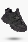 Buty Damskie Czarne Sneakersy na wysokiej podeszwie ocieplane 364