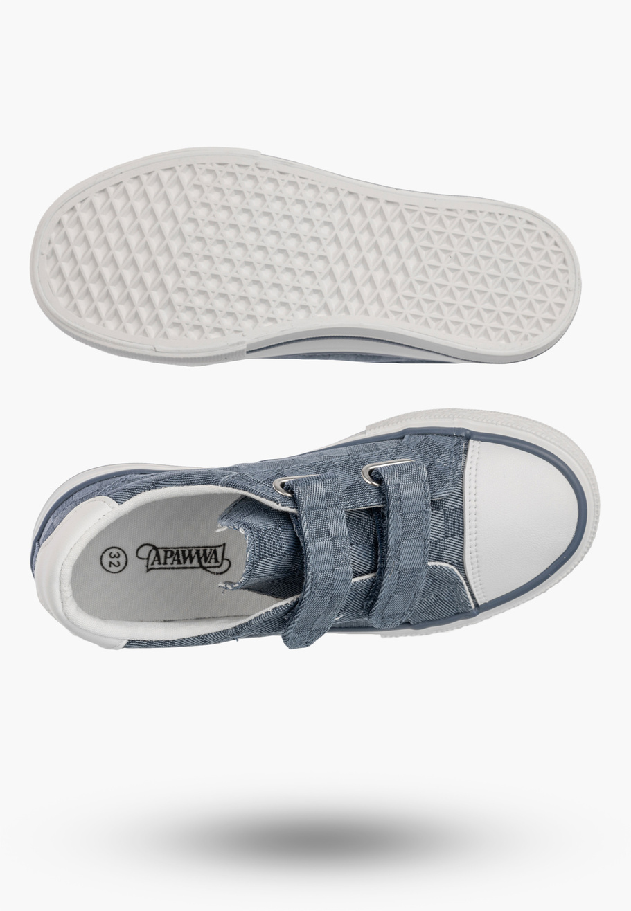 Trampki Dziecięce Buty Na Rzepy Sportowe Sneakersy Casual Granatowe Apawwa