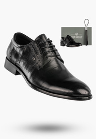 Buty Męskie JOHN DOUBARE Skórzane Półbuty Wizytowe Czarne D788-159-5
