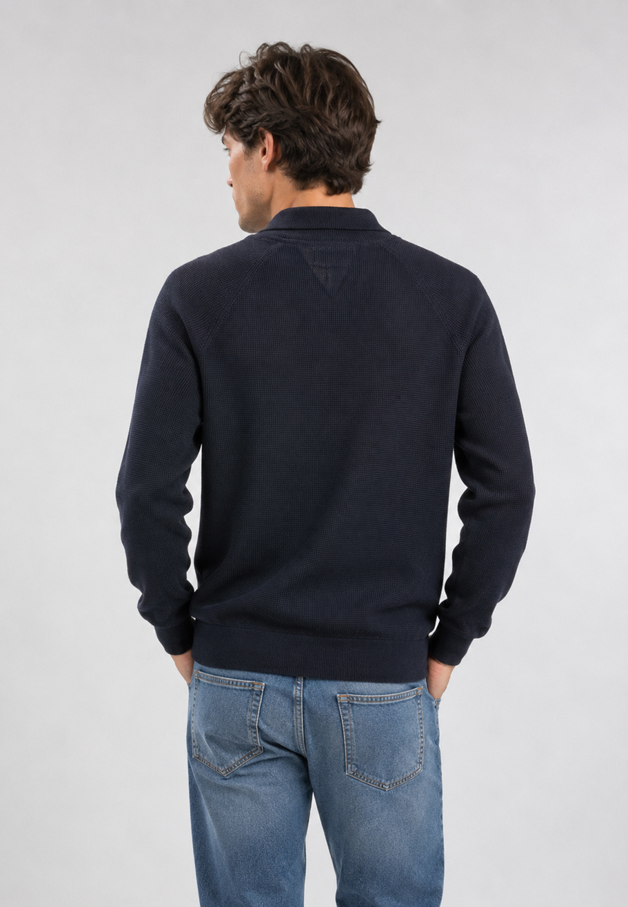 Sweter Męski Rozpinany Na Zamek Klasyczny Casual Elegancki Granatowy