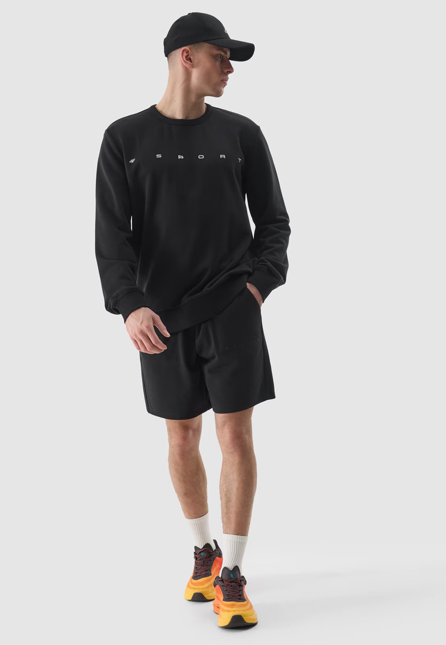 Bluza Męska 4F Czarna z nadrukiem SPORT 4FWSS24TSWSM1009