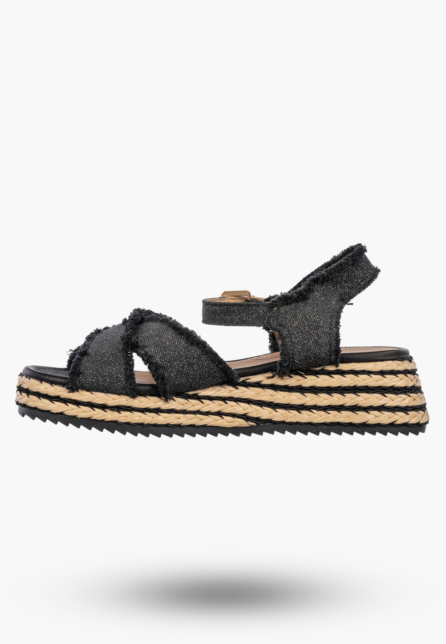Sandały Damskie Wrangler Na Koturnie Buty Materiałowe Espadryle Granatowe KIM TEX