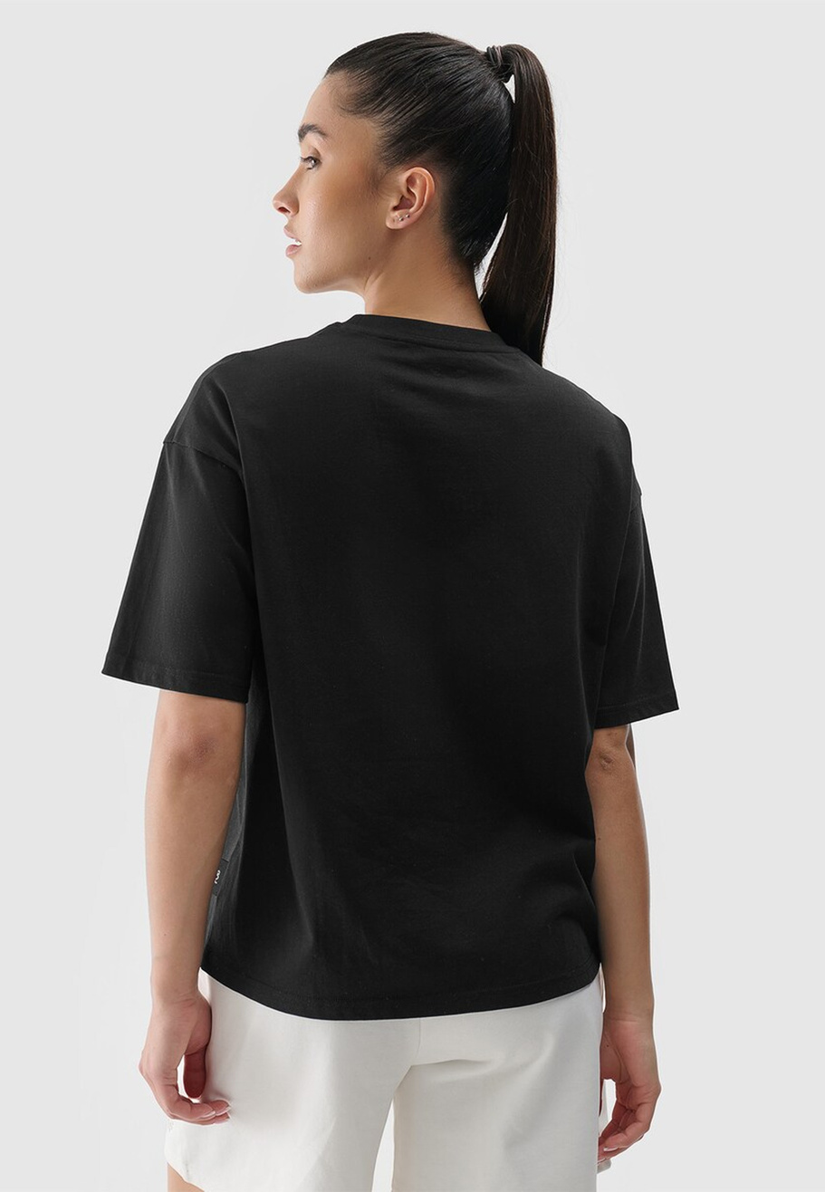 Koszulka Damska 4F T-shirt Oversize Basic Sportowy Czarny 4FRSS24TTSHF2545