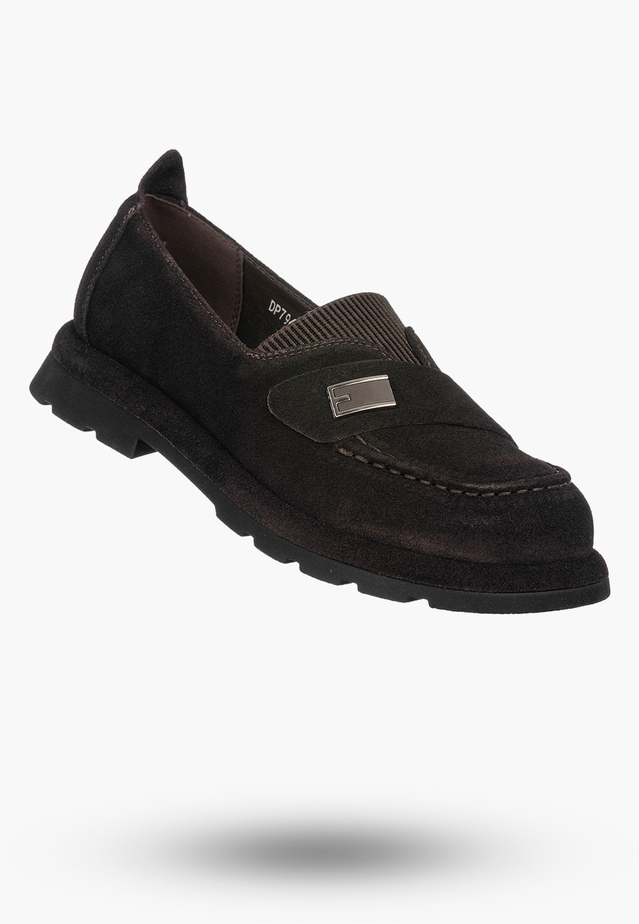 Mokasyny Damskie Ekoskóra Buty Na Obcasie Niskie Eleganckie Czarne POTOCKI