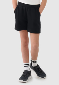 Spodenki Dresowe Dziewczęce 4F Luźne Oversize Przed Kolano Czarne 4FJWSS25TSHOF470