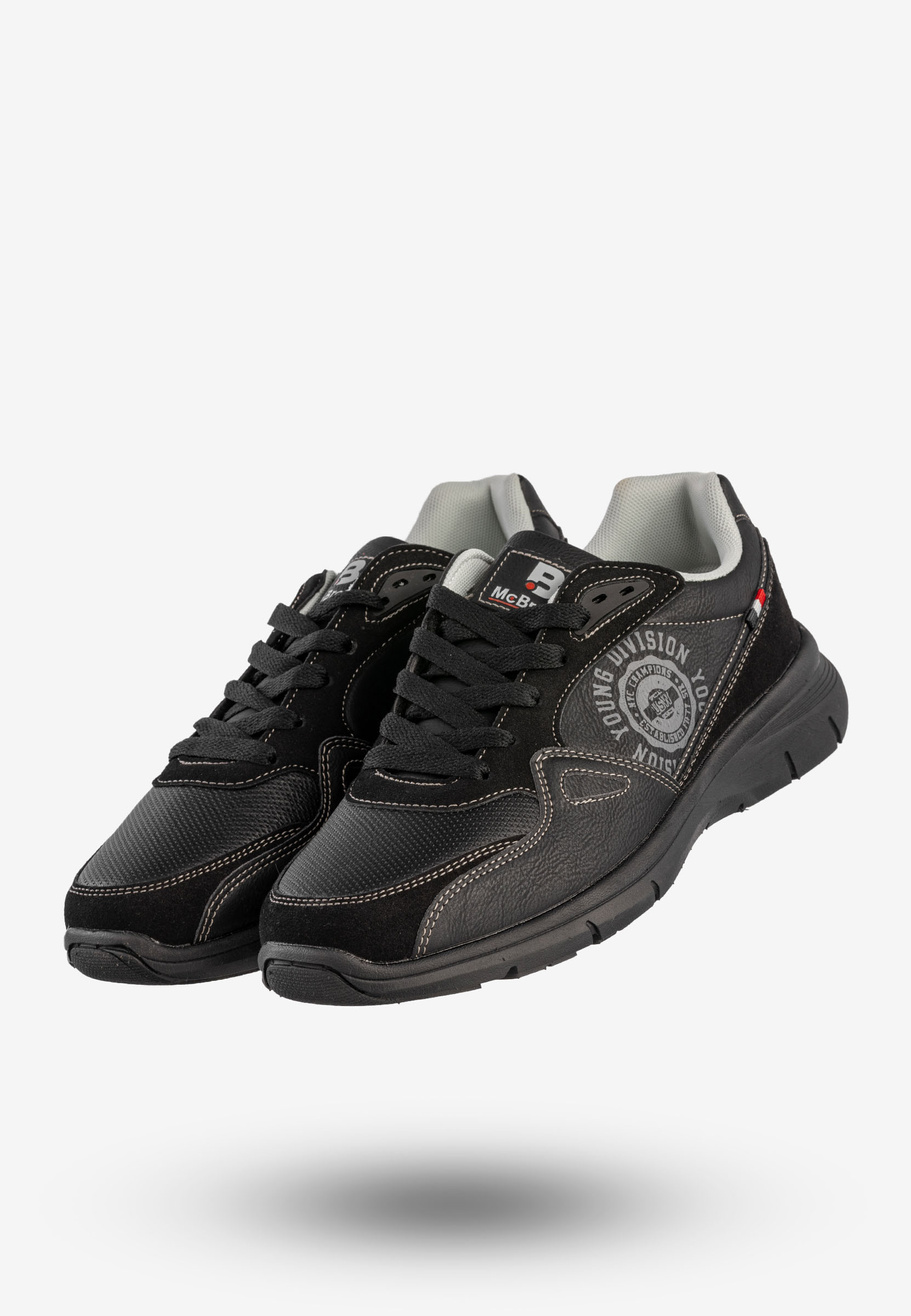 Sneakersy Męskie McBraun Ekoskóra Buty Sportowe Czarne 24MN03-6754