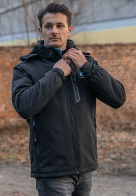 Kurtka Męska Ocieplana Softshell Pianka Czarna