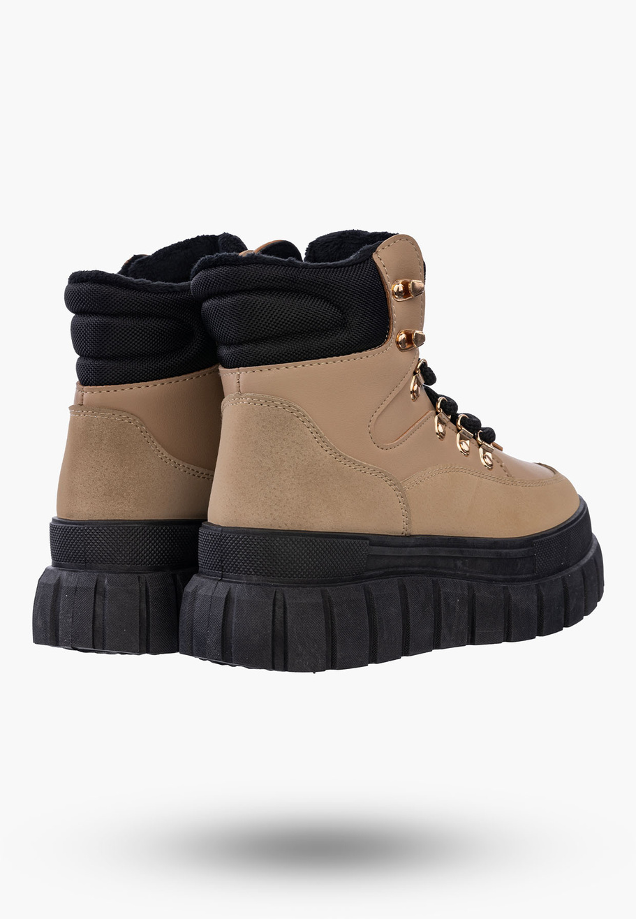 Buty Damskie Botki Trapery Camel Ocieplane Na Platformie Na Zimę J74779-2