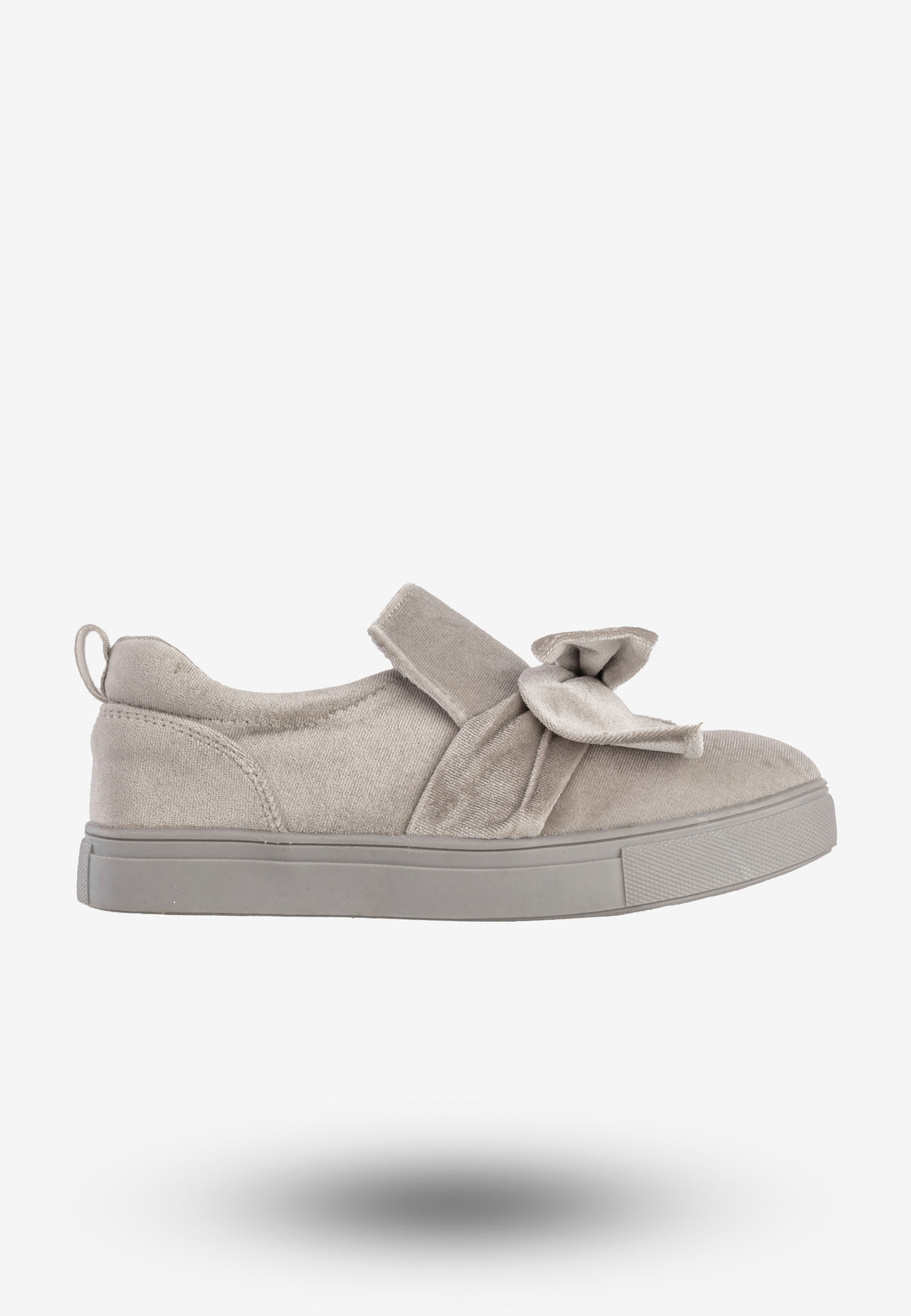 Tenisówki Dziecięce Wsuwane Buty Slip-On Z Kokardą Półbuty Szare LT1806C-2