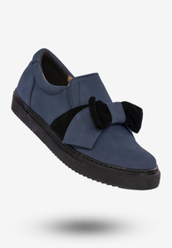 Tenisówki Slip-on Damskie Buty Skórzane Granatowe Korda 1755