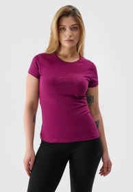 Koszulka Damska 4F Burgundowy T-shirt z Dużym Logiem 4F 4FWSS24TTSHF1163