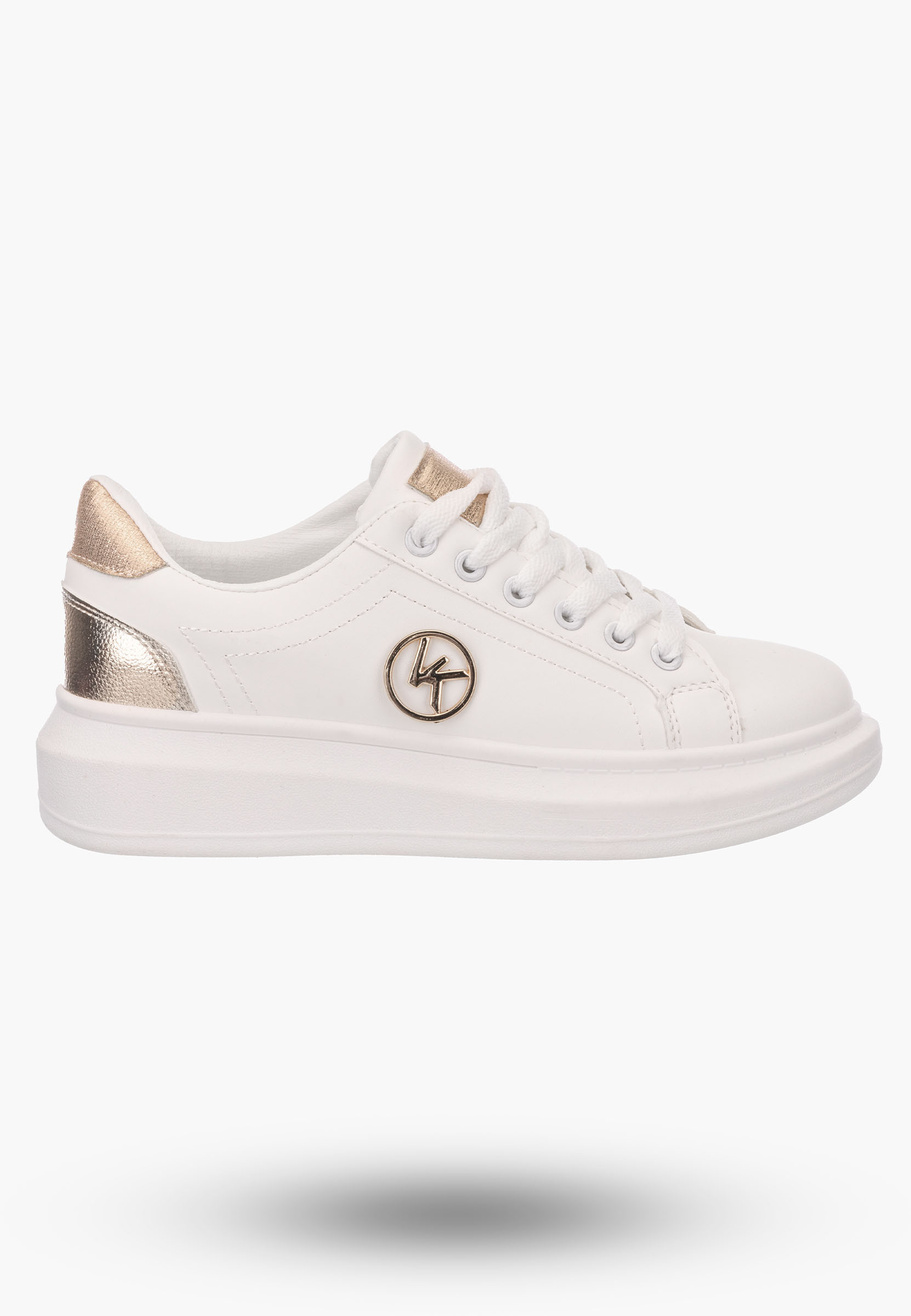 Półbuty Damskie Białe Sneakersy Lekkie na wysokiej podeszwie