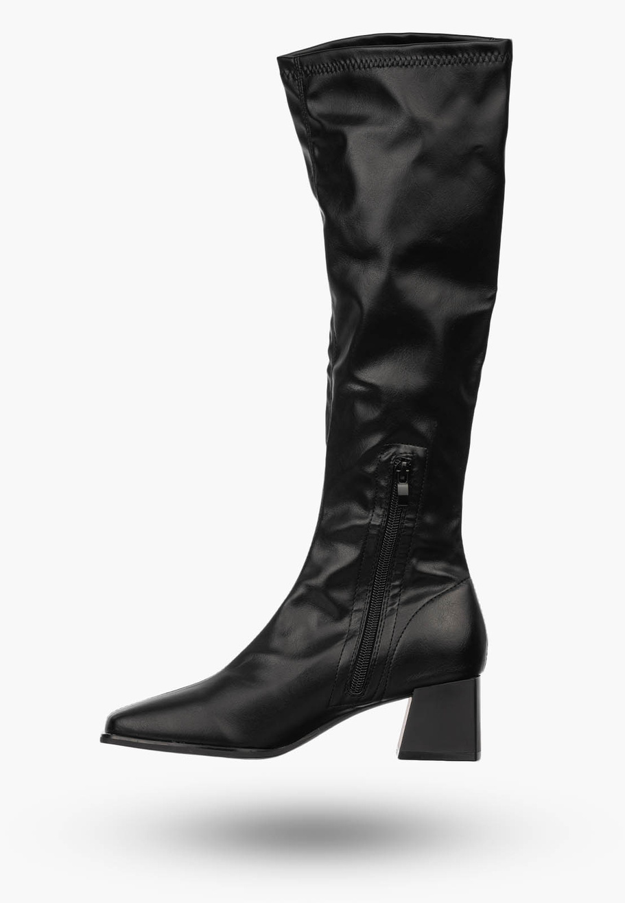 Kozaki Damskie Eleganckie Wysokie Na Stabilnym Klocku Eleganckie Czarne