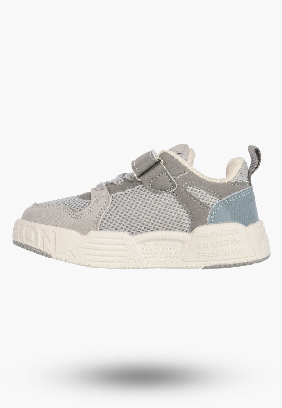 Sneakersy Dziecięce Buty Sportowe Na Rzepy Wygodne Lekkie Szare APAWWA Q925