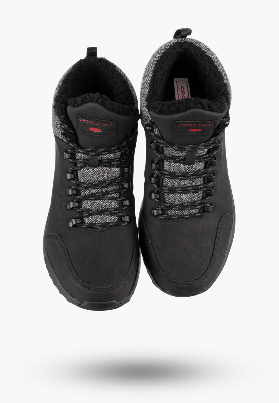 Buty Męskie Cross Jeans Trzewiki Czarne Ocieplane EE1R4113C