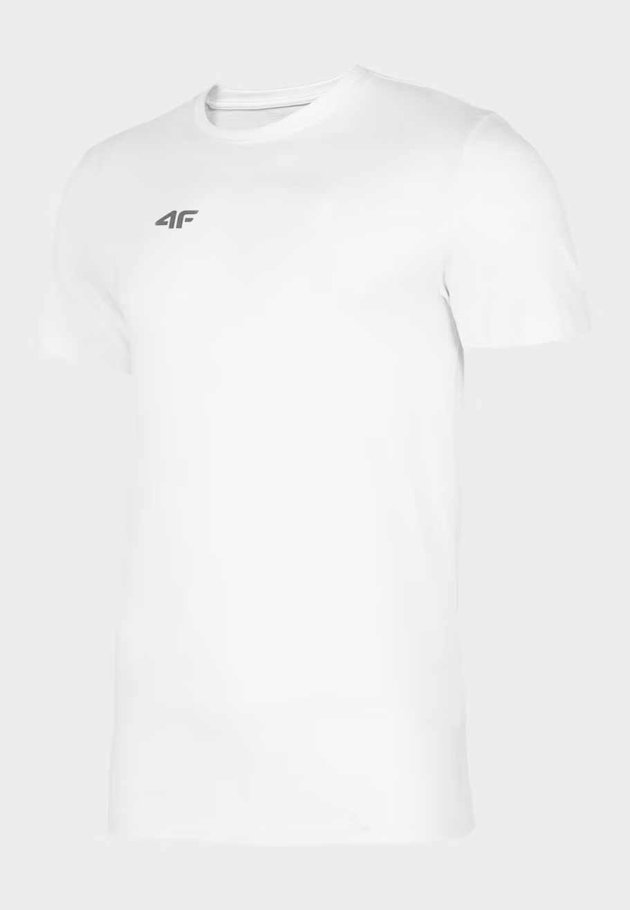 Koszulka Męska 4F T-shirt Z Logo Regular Biały NOSH4-TSM003B