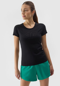 Koszulka Damska 4F Czarny T-shirt z Dużym Logiem 4F 4FWSS24TTSHF1163