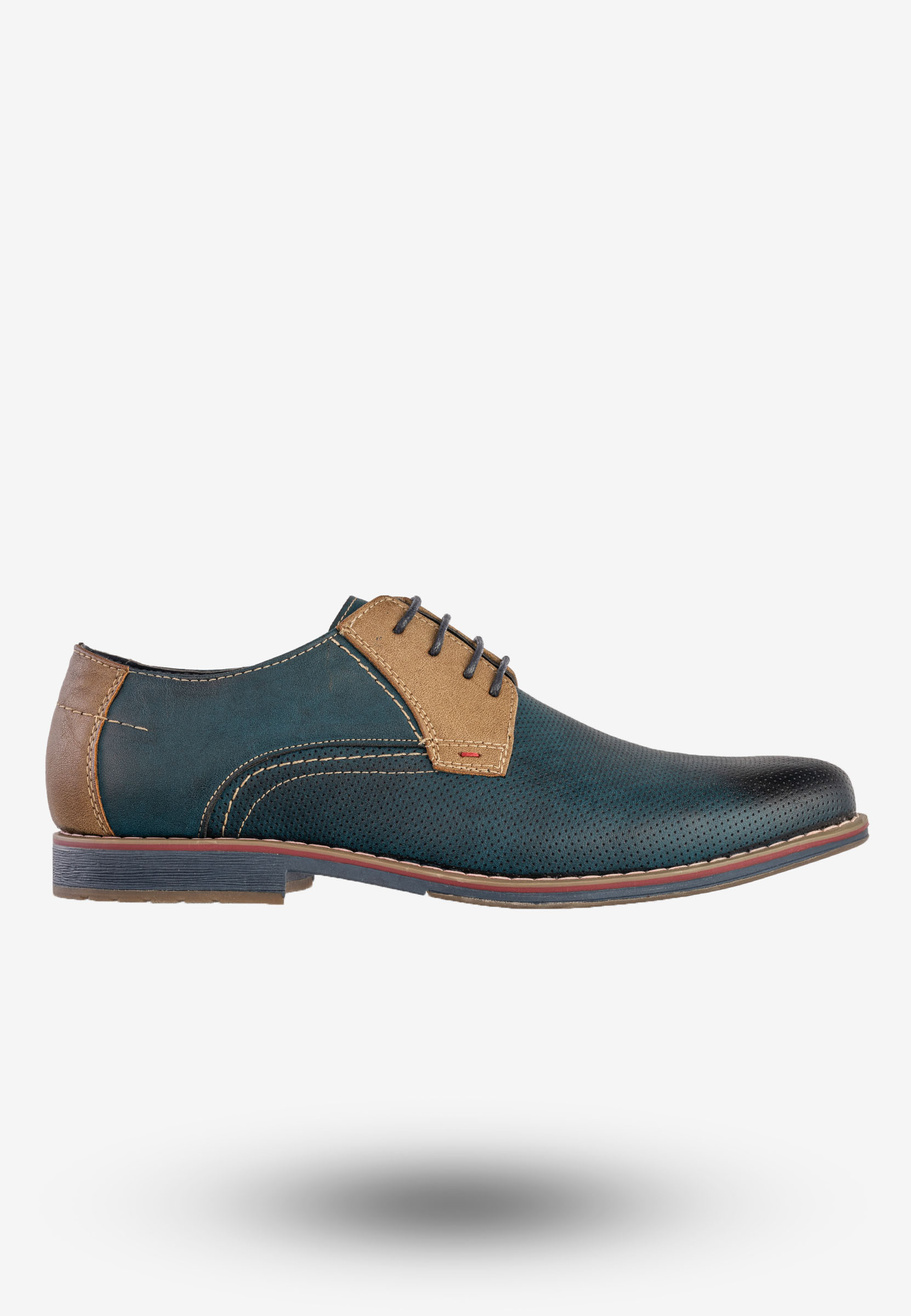 Półbuty Wizytowe Męskie Ekoskóra Buty Eleganckie Granatowe Goodin GD-LJ-930