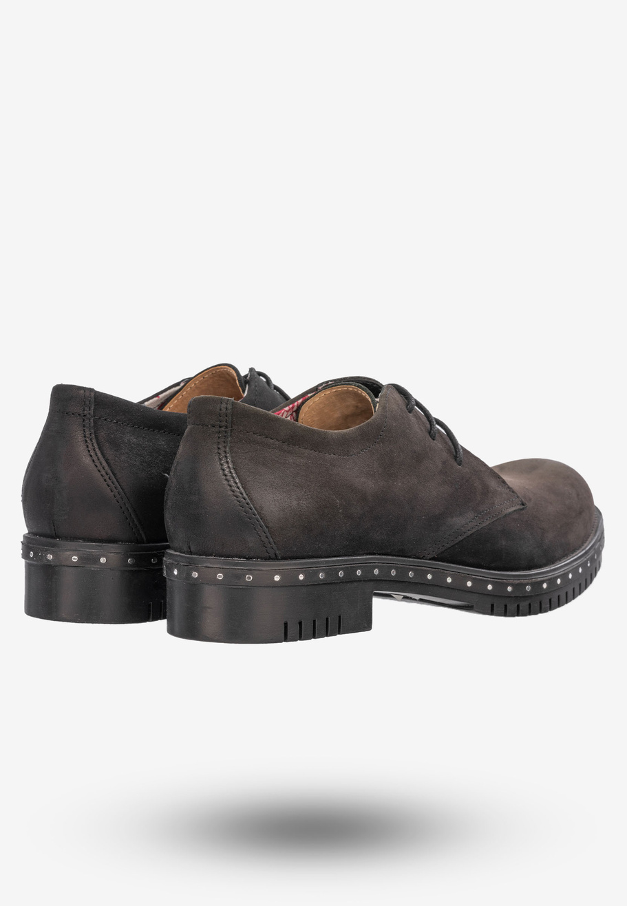 Półbuty Damskie Buty Skórzane Eleganckie Czarne Rammit 1225/17