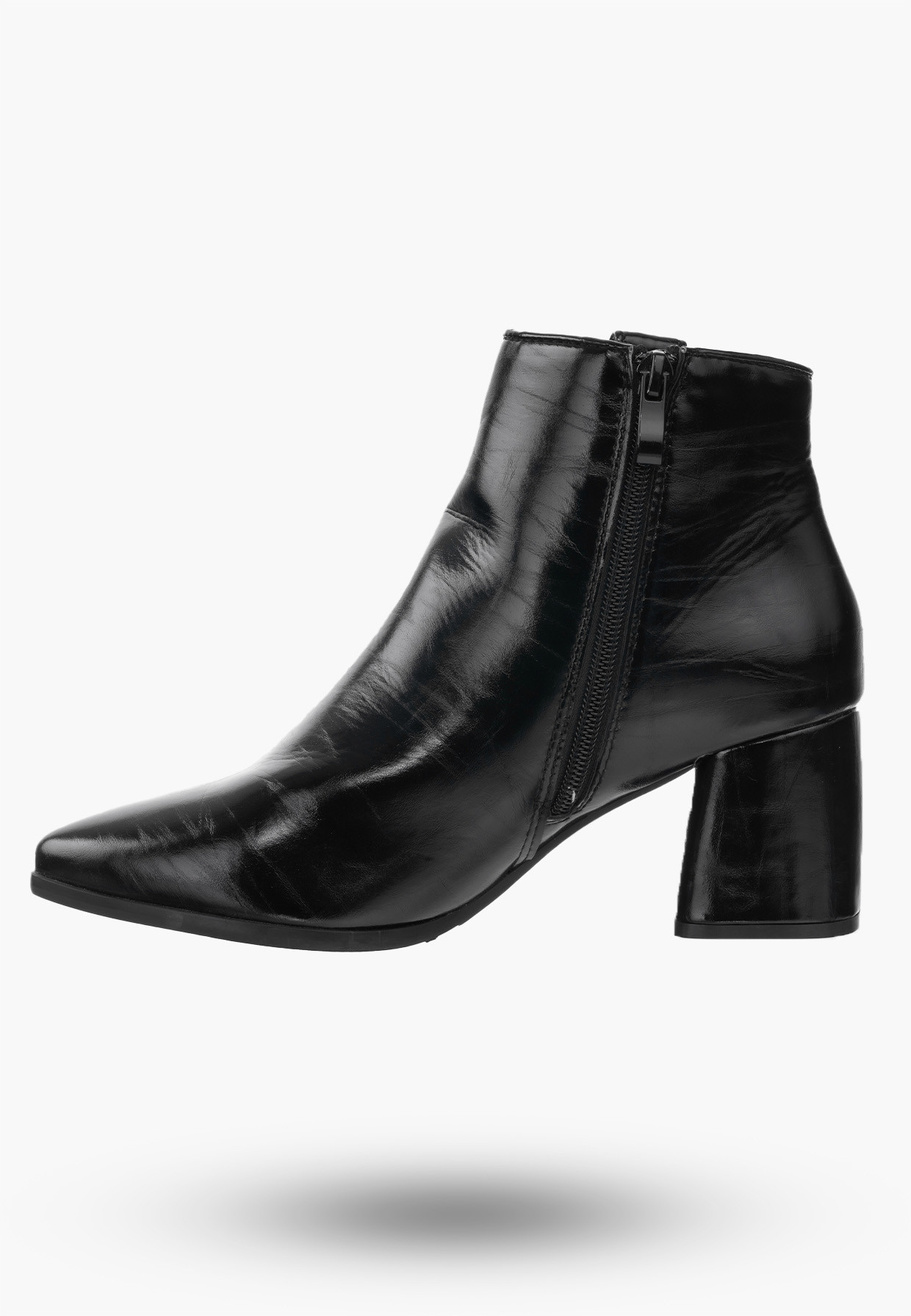 Buty Damskie Botki Ocieplane Ekoskóra Czarne Na Klocku Na Zimę RMR2025-4