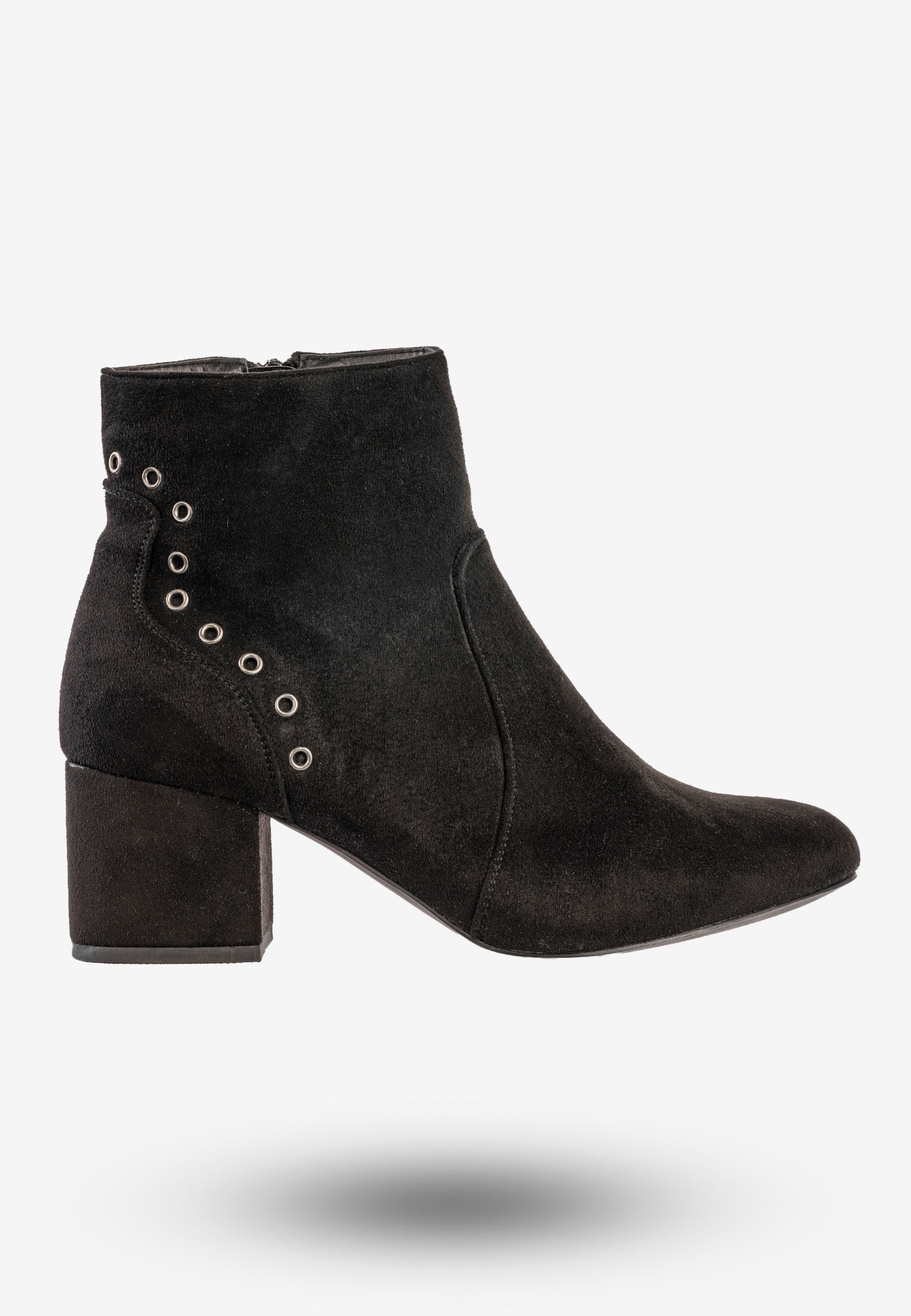 Botki Damskie Zimowe Buty Na Klocku Goodin Czarne GD-BM-79