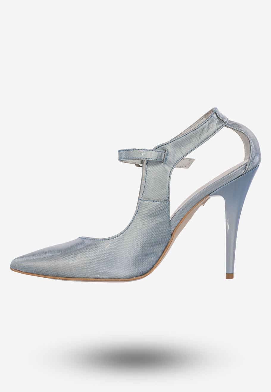 Szpilki Damskie Buty Skóra Naturalna Błękitne Darex C-359/6