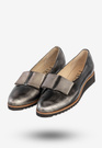 Półbuty Damskie Skórzane Buty Eleganckie Czarne Srebrzyste Piko 1612