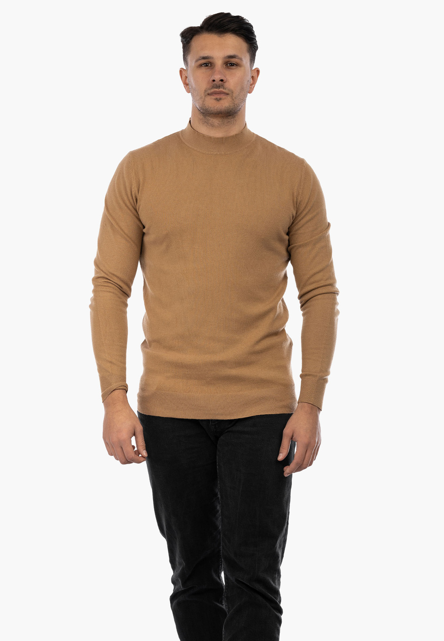 Półgolf Męski Elegancki Golf Klasyczny Camel PG-C-1-2024