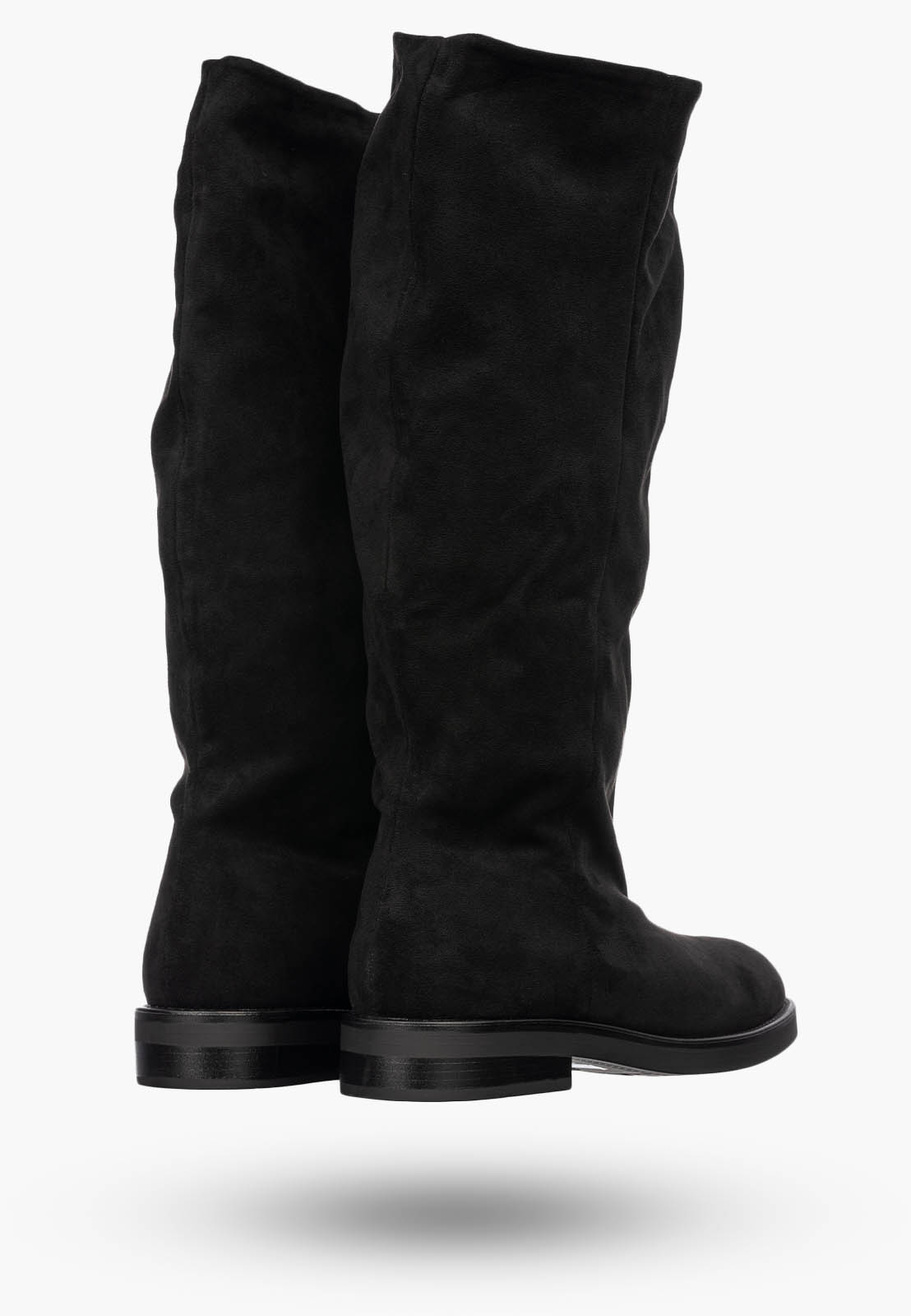 Kozaki Damskie Na Niskim Klocku Casual Stylowe Na Zimę Czarne