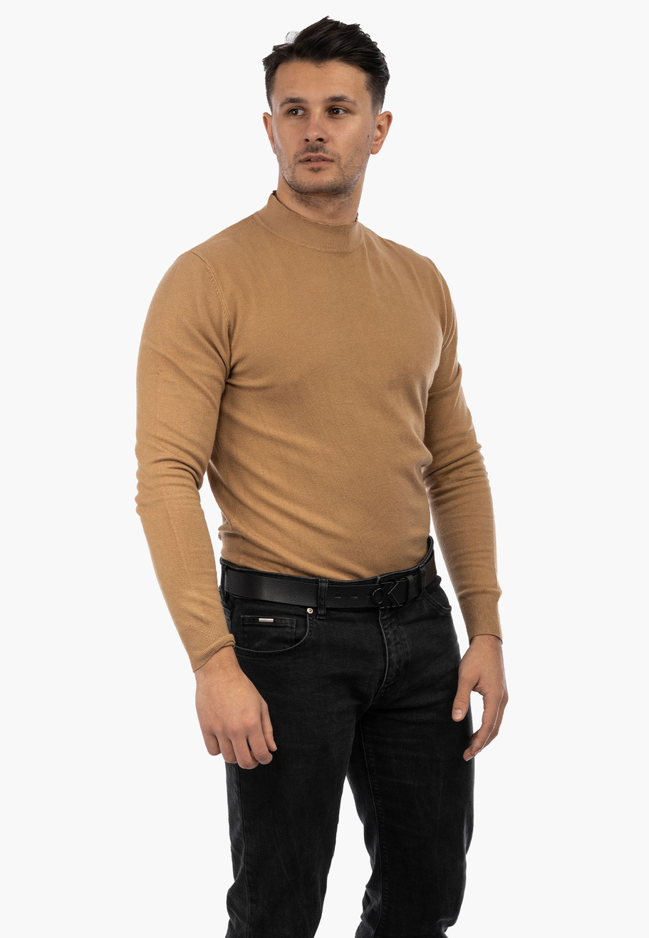 Półgolf Męski Elegancki Golf Klasyczny Camel PG-C-1-2024