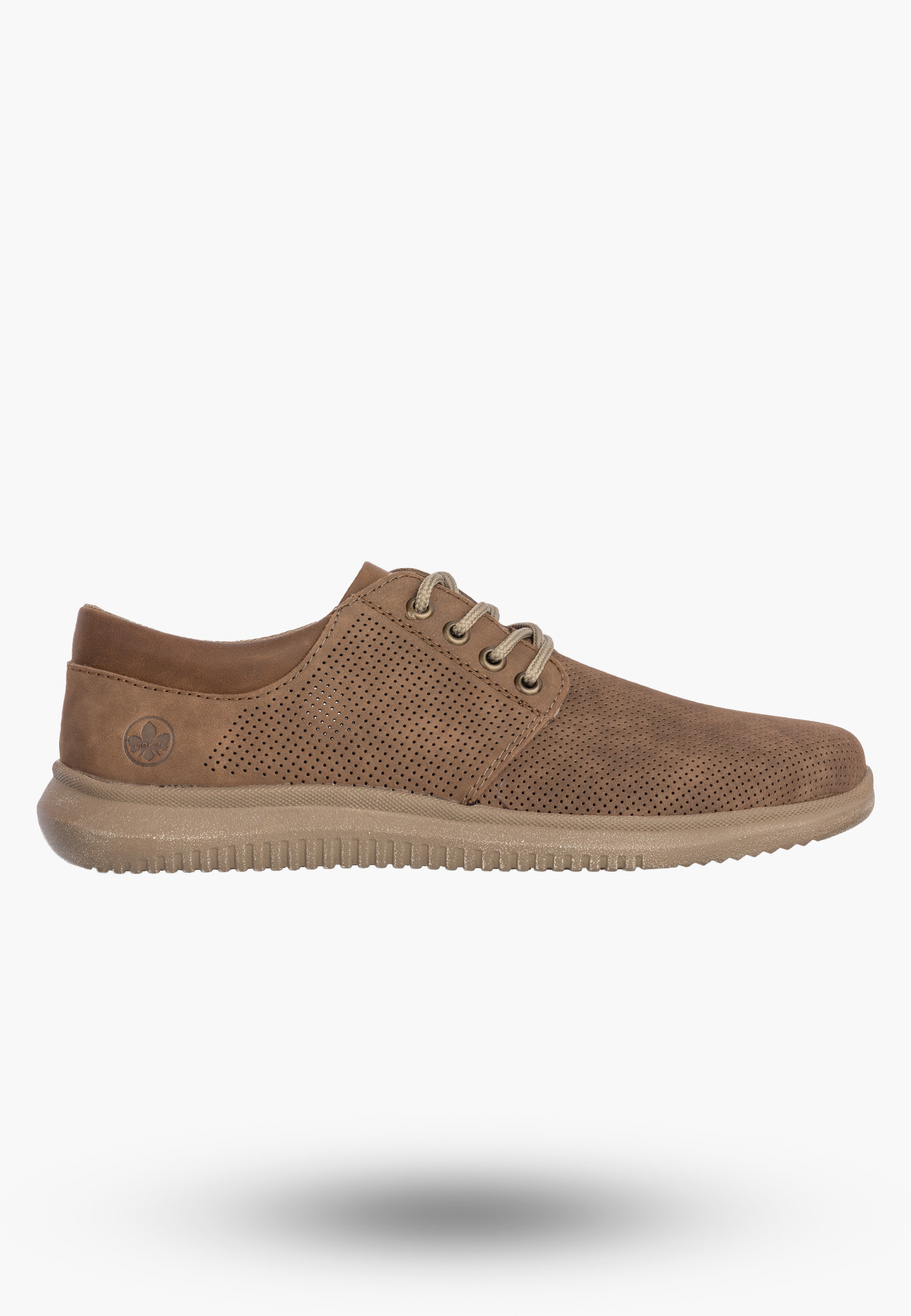 Buty Męskie RIEKER Półbuty Skórzane Eleganckie Casual Brązowe 10405-25
