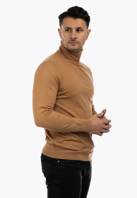 Golf Męski Elegancki Sweter Klasyczny Camel G-C-1-2024