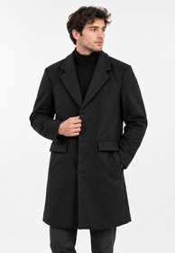 Płaszcz Męski Jednorzędowy Klasyczny Elegancki Casual Czarny