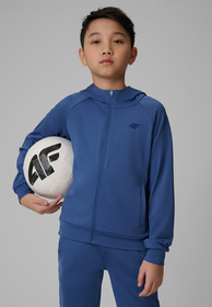 Bluza 4F Chłopięca Rozpinana Sportowa Z Kapturem Ocieplana Granatowe 4FJWSS26TFSWM690