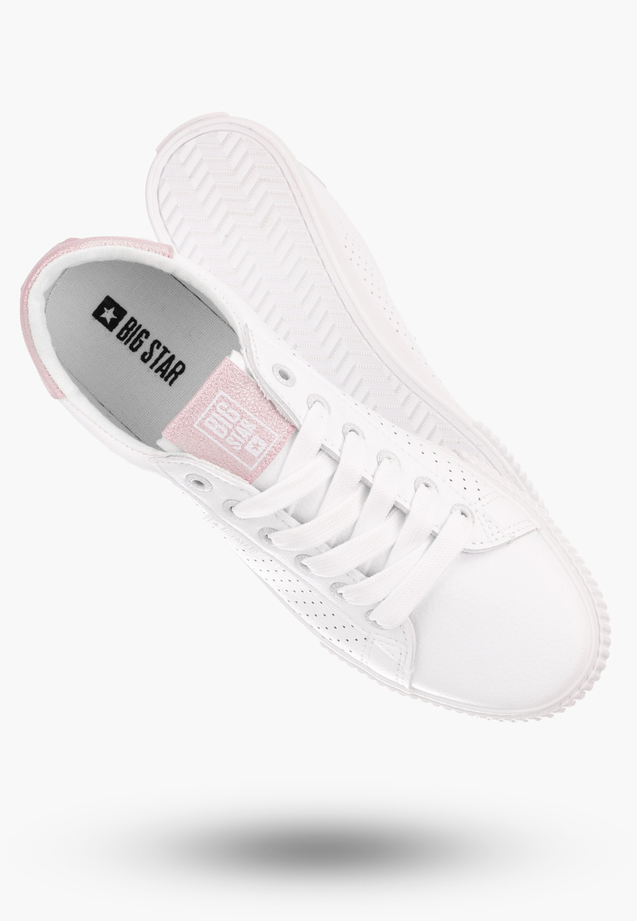 Eko Skórzane Trampki Damskie BIG STAR Białe HH274073