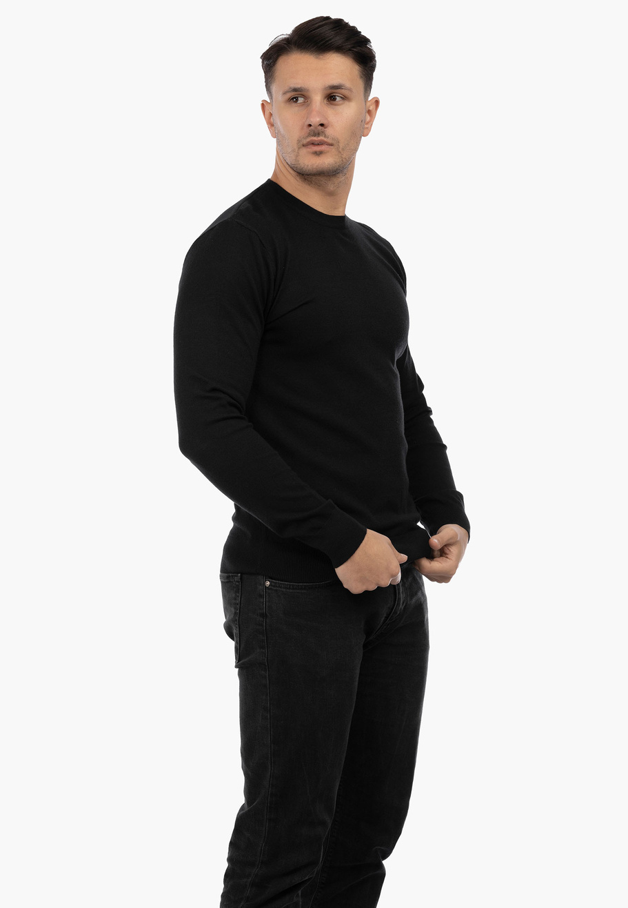 Sweter Męski Elegancki Klasyczny Basic Czarny S-CZ-1-2024