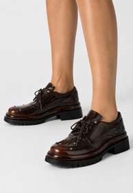 Półbuty Damskie Skórzane Maciejka Buty Na Grubej Podeszwie Brązowe K7725-02/00-1