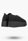 Sneakersy Damskie Na Platformie Buty Ażurowe Półbuty Czarne