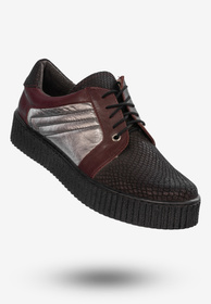 Sneakersy Damskie Skórzane Buty Sportowe Eleganckie Bordowe 1746
