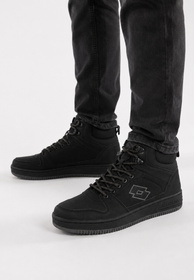Buty Sportowe Męskie Uniseks Ocieplane Zimowe Sneakersy Wysokie Czarne LOTTO