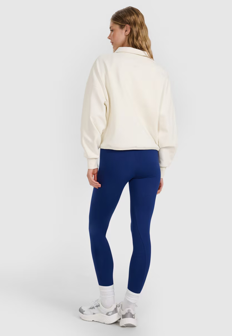 Legginsy Damskie 4F Spodnie Dzianinowe z wysokim stanem Granatowe 4FWMM00TTIGF195
