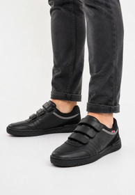 Buty Sportowe Męskie Półbuty Na Rzepy Ekoskóra Sneakersy Czarne American Club