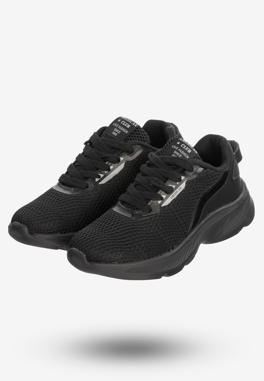 Buty Sportowe Młodzieżowe Sneakersy Stylowe American Club Czarne RL101/23